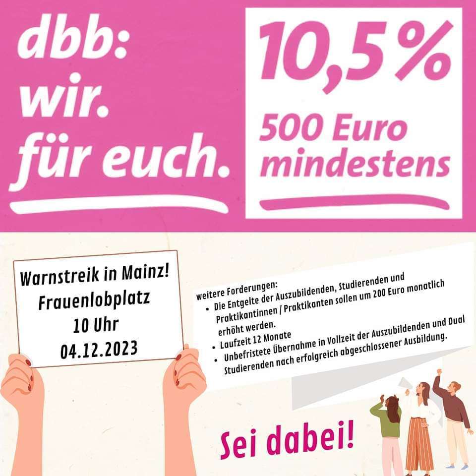 Gemeinsame Protestaktion mit dem dbb beamtenbund und tarifunion am 04.12.2023 in Mainz
